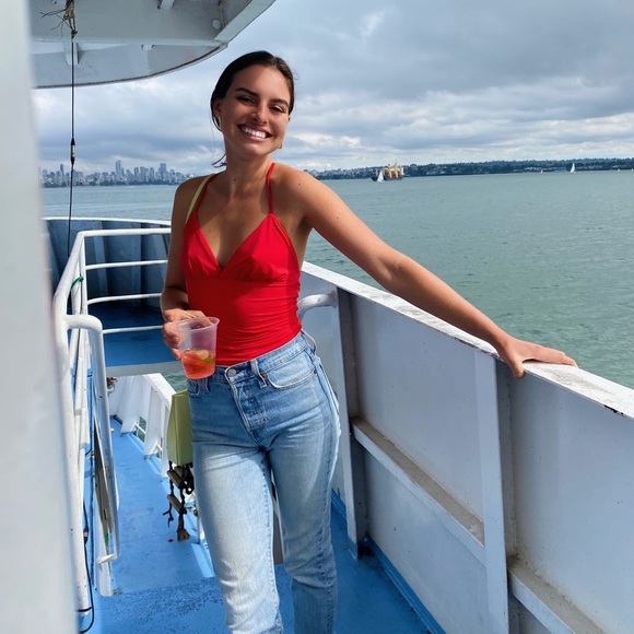 Open back Tiger Mist Bodysuit in red - Picture 5 of 5